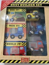 Truck Car Toy Wood Works Busy Builder Set - Dig, Mix, and Build Play Set Books - £17.22 GBP