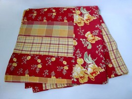 Victorian Heart Co. Patchwork Tablecloth Floral Plaid 60&quot; Square Red Gold Orange - £22.44 GBP