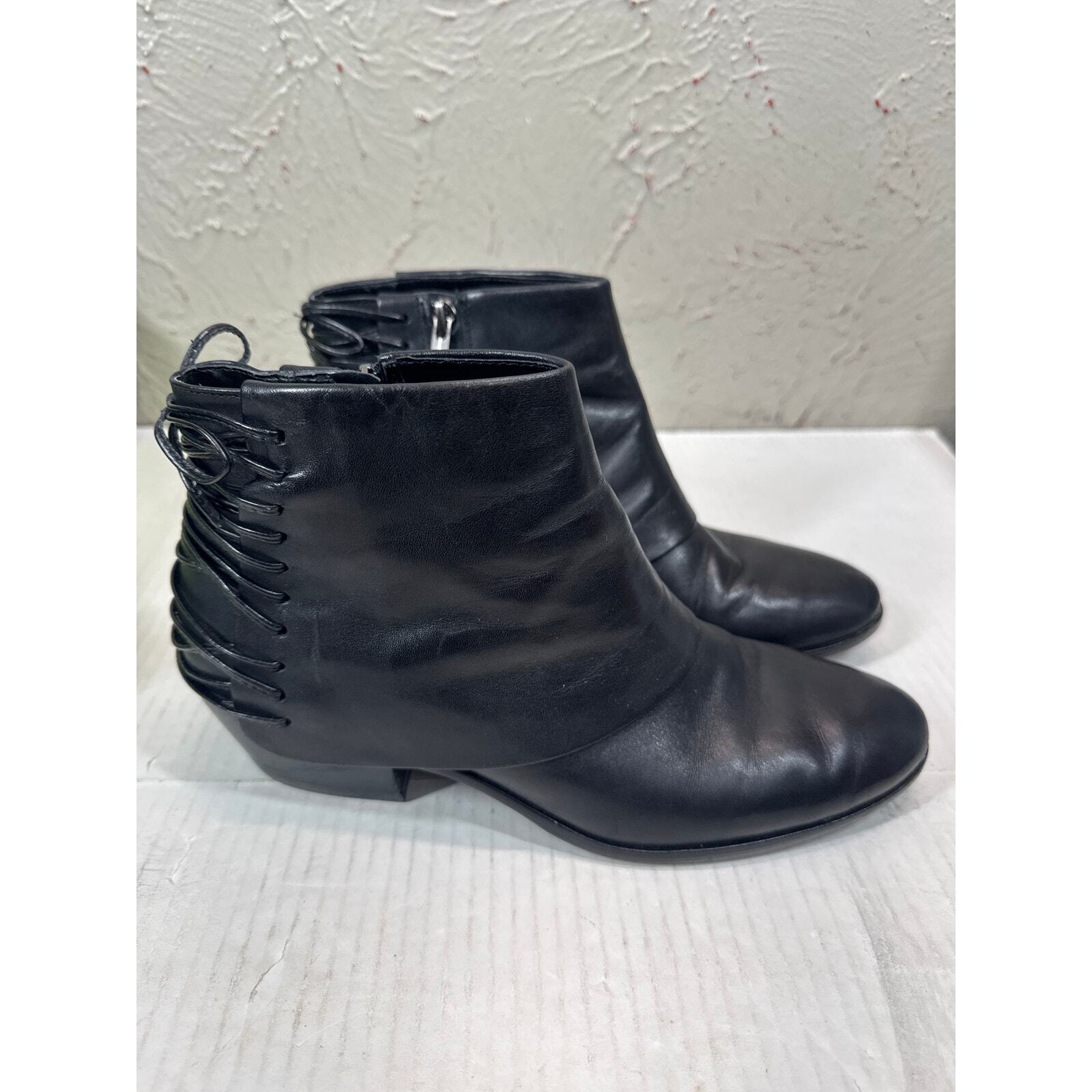 Sam Edelman Princeton Womens Black Leather Laced Back Ankle Boots Booties 7.5M Item image 4