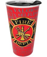 New Spoontiques Fire Department Ceramic Travel Mug, 10 oz, Red with Lid - $17.81