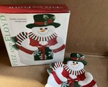 Fitz and Floyd Holiday Christmas cookie Dish Snowman Handcrafted VGC w box - $9.90