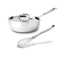 All-Clad d3 Stainless-Steel 2-qt Saucier with lid and whisk - £73.21 GBP