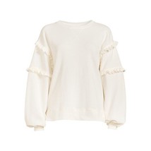 Time &amp; Tru Women&#39;s Ruffle Sleeve Sweatshirt White Size XL(16-18) - £15.02 GBP