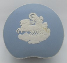 Vintage Wedgwood Jasperware White on Blue Kidney Shaped Trinket Box  - $14.85
