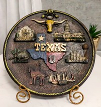 Western Texas State Map Houston Dallas Austin City Landmarks Wall Or Des... - $489.84 MXN