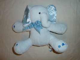 First &amp; and Main Stuffed Plush Blue Elephant Baby Toy Boy Satin Ears 8&quot; - £39.10 GBP