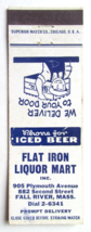 Flat Iron Liquor Mart - Fall River, Massachusetts 20 Strike Matchbook Cover Beer - £1.59 GBP