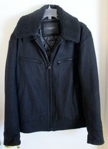 Marc New York Andrew Marc Men&#39;s Black Wool Coat with Detachable Collar Size M  - £77.77 GBP