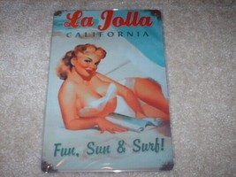 New &quot;La Jolla California&quot; Tin Metal Sign 8&quot; X 12&quot;  Sexy Girl Fun,Sun &amp; Surf - £19.65 GBP