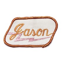 Vintage Name Jason Yellow Pink Patch Embroidered Sew-on Work Shirt Unifo... - $3.47