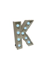 Letter K Light Up Table Top Wall Hang White Plastic Party Wedding Decor 9&quot; - £11.94 GBP