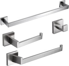 A Heavy-Duty, 4-Piece Stainless Steel Wall-Mounted Bath Towel Bar Set Me... - $65.92