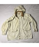 Vintage Guess Classic Sportswear Chore Coat Mens Medium Beige Hood Pockets - $62.71 CAD