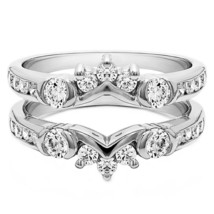 1.5 Karat Runde Diamanten 14K Weiß Vergoldet Solitaire Verstärker Ehering - £70.88 GBP