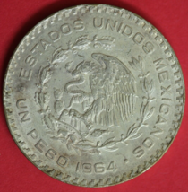 Gem BU 1964 Mexico Un 1 Peso .10 Silver Coin Morelos Estados Mexicanos G... - $14.24