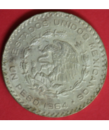 Gem BU 1964 Mexico Un 1 Peso .10 Silver Coin Morelos Estados Mexicanos G... - $19.44 CAD
