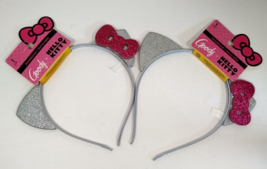 Lot Of 2 Hello Kitty Goody  Headband With Glitter Ears &amp; Bow By Sanrio - £11.95 GBP