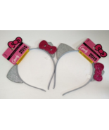 Lot Of 2 Hello Kitty Goody  Headband With Glitter Ears &amp; Bow By Sanrio - £11.97 GBP