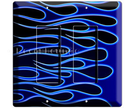 hot rod blue flames speed drag racing car double GFCI light switch cover... - $22.99
