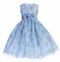 Precious Blue Chiffon Flower Girl Party Pageant Dress Crayon Kids USA - £37.56 GBP