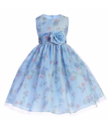 Precious Blue Chiffon Flower Girl Party Pageant Dress Crayon Kids USA - £37.56 GBP