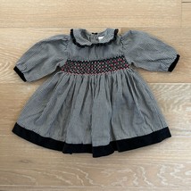 Petit Ami Houndstooth Smocked Pleated Long Sleeve Collared Baby Dress 3 mos - £36.17 GBP