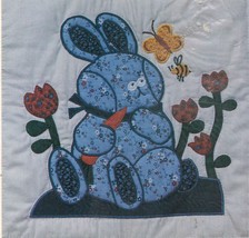 Vtg 1979 Applique Cottontail Bunny Rabbit Butterfly Bee Sew Pattern 12" x 12" - $11.99