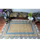 Scalloped Natural Jute Area Rug, Natural Color 4&#39;X6&#39; for Livingroom - £95.92 GBP