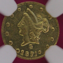 1871 California Gold Fractional Liberty Head AU Details Cleaned BG-1027 ... - $299.39