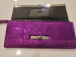 Kelly &amp; Katie Purple Sparkle Wristlet BNWT Back Zipper Pocket Inside Card Holder - £16.77 GBP