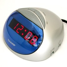 Sharp Hi-Lo Alarm Clock with Battery Backup, snooze and Silver/ Blue computer mo - £31.64 GBP