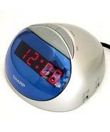 Sharp Hi-Lo Alarm Clock with Battery Backup, snooze and Silver/ Blue com... - £31.13 GBP