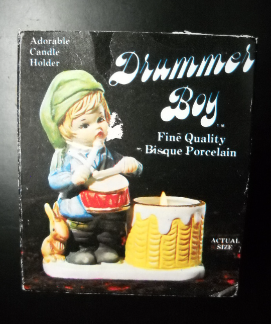 Jasco Drummer Boy Christmas Luvkins Candle Holder 1978 Bisque Porcelain Boxed - £10.17 GBP