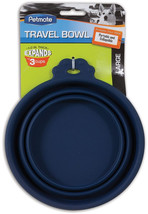 Petmate Round Silicone Travel Pet Bowl Blue Large - 1 count Petmate Round Silico - £16.63 GBP