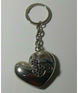 Mickey Mouse Disney silver-tone Heart shaped Key Ring W/Purple Rhinestones - €16,79 EUR