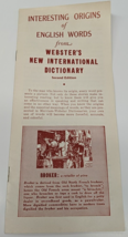 interesting origins of English words from Webster&#39;s new international dictionary - £11.69 GBP