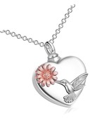 YFN Heart Urn Necklaces for Ashes Sterling Silver Hummingbird Daisy/Hear... - $131.19