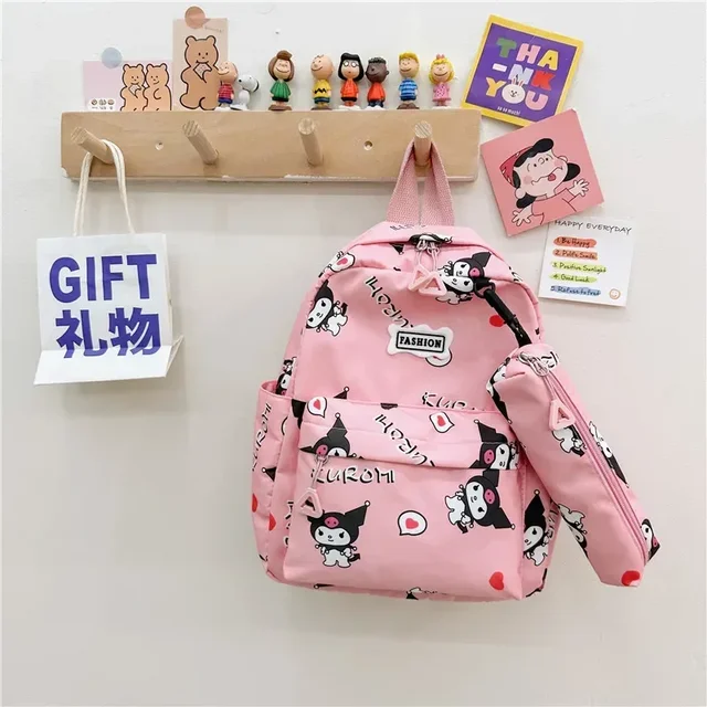 Sanrio Kuromi Children Backpacks Pencil Case Cartoon School Bag - Pink - $18.38