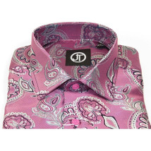 Men's Silky Paisley Floral Shirt By JT Milano AVM Turkey Slim Fit 6010-04 Pink image 4