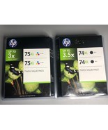 GENUINE 2 NEW Twin Pack HP 74XL 75XL Printer Ink Cartridges Exp. 2010 - $34.65