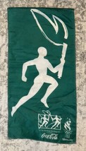 Vintage 1996 Atlanta Olympics Torch Relay Coca Cola Banner Flag 40&quot;x20&quot; Green - £19.39 GBP
