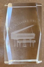 Clear Art Glass Paperweight Lazer Etched 3D Grand Piano - £7.61 GBP