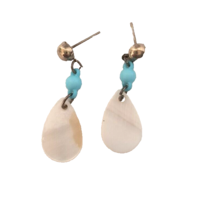 Dainty Dangle/Drop Earrings for Women MOP Blue Beads - £7.12 GBP