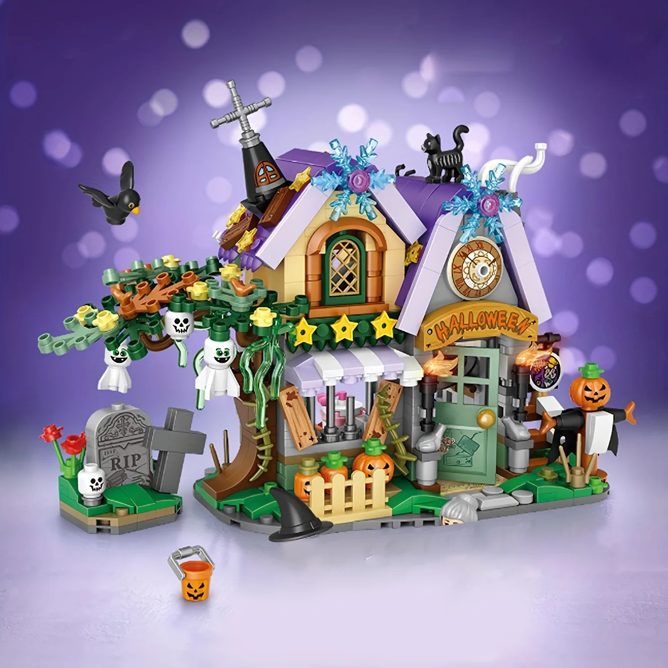 Halloween Scene Special House Building Blocks For Holiday Exquisite Decoration - £20.47 GBP