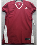 Adidas Football Player Jersey Mens 2XL Burgundy Mesh Cap Sleeve V-Neck P... - $39.51
