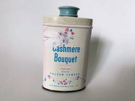 CASHMERE BOUQUET Talcum Powder Tin With Contents Vintage - $27.71