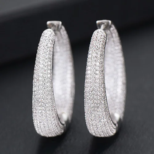 New Design Hot Women Summer Holiday Party Occasion Hoop Earrings Top Shiny Cubic - $55.50