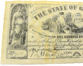 $100 Dollar Bill 1864 The State of Georgia One Hundred Dollars Copy Repr... - $38.59