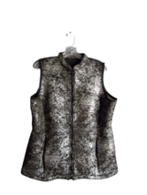 Jessica Simpson The Warm Up Vest Black and Silver Speckled Full Zip Mesh Back 1X - £7.91 GBP