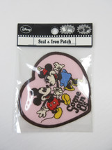 Rare Japan Exclusive Mickey Mouse Minnie Iron-On Patch 3&quot; Heart &#39;Come Jo... - £9.25 GBP